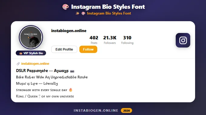 Instagram Bio Styles Font